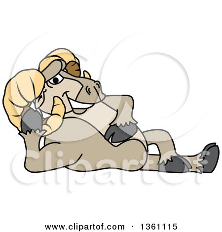 Clipart of a Ram School Mascot Character Resting - Royalty Free Vector Illustration by Mascot Junction