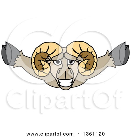Clipart of a Ram School Mascot Character Leaping - Royalty Free Vector Illustration by Mascot Junction