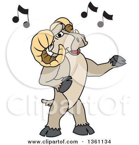 Clipart of a Ram School Mascot Character Singing - Royalty Free Vector Illustration by Mascot Junction