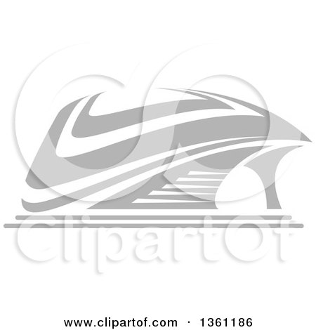Clipart of a Gray Sports Stadium Arena Building - Royalty Free Vector Illustration by Vector Tradition SM