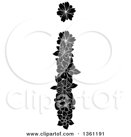 Clipart of a Black and White Floral Lowercase Alphabet Letter I - Royalty Free Vector Illustration by Vector Tradition SM