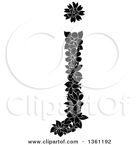 Clipart of a Black and White Floral Lowercase Alphabet Letter J - Royalty Free Vector Illustration by Vector Tradition SM