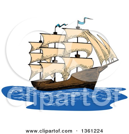 Clipart of a Sketched Ship - Royalty Free Vector Illustration by Vector Tradition SM