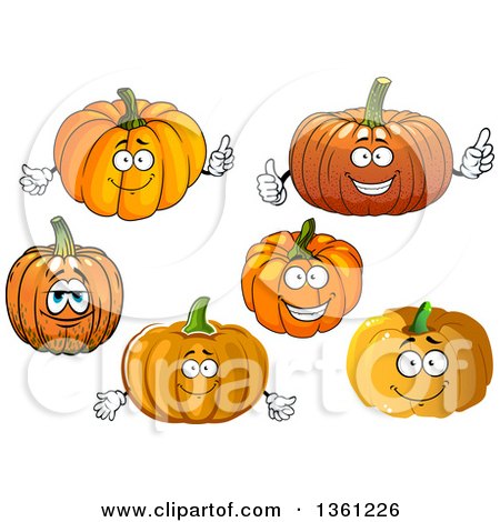 Clipart of Cartoon Pumpkin Characters - Royalty Free Vector Illustration by Vector Tradition SM