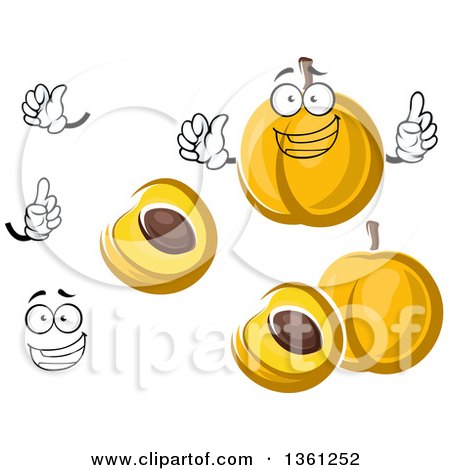 Clipart of a Cartoon Face, Hands and Apricots - Royalty Free Vector Illustration by Vector Tradition SM