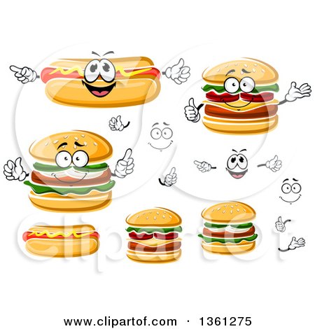 Clipart of Faces, Hands, Hot Dogs and Cheeseburgers - Royalty Free Vector Illustration by Vector Tradition SM