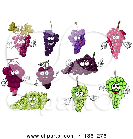Clipart of Cartoon Grape Characters - Royalty Free Vector Illustration by Vector Tradition SM
