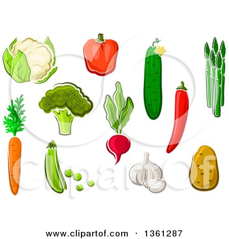 Clipart of Cartoon Vegetables - Royalty Free Vector Illustration by Vector Tradition SM