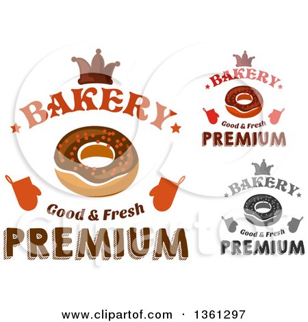 Clipart of Donut and Crown Bakery Text Designs - Royalty Free Vector Illustration by Vector Tradition SM
