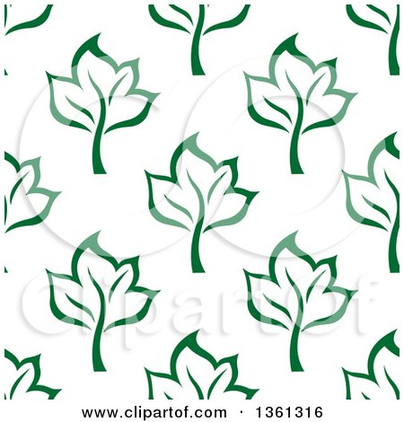 Clipart of a Seamless Background Pattern of Green Leaves - Royalty Free Vector Illustration by Vector Tradition SM