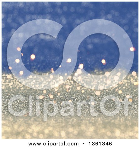 Clipart of a Christmas Background of Gradient Blue and Gold Sparkly Glitter - Royalty Free Illustration by KJ Pargeter