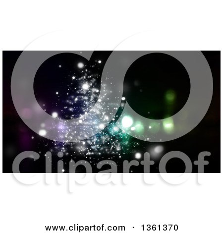 Clipart of a Christmas Background of Abstract Sparkly Lights on Black - Royalty Free Illustration by KJ Pargeter