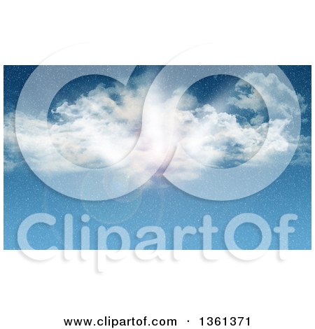 Clipart of a Sky Background with Sunshine, Clouds, Flares and Snow - Royalty Free Illustration by KJ Pargeter
