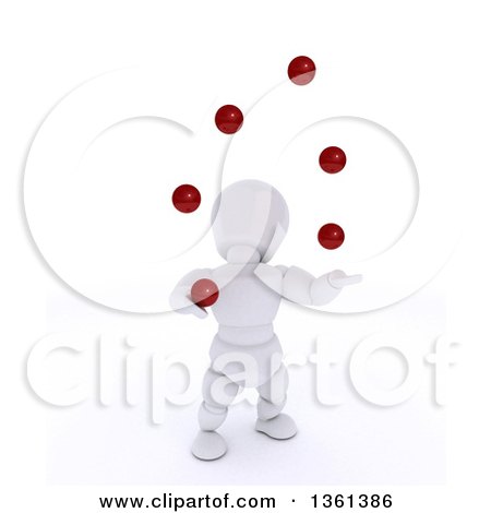 Clipart of a 3d White Character Juggling Balls, on a White Background - Royalty Free Illustration by KJ Pargeter