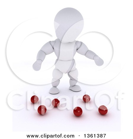 Clipart of a 3d White Character Juggler Dropping Balls, on a White Background - Royalty Free Illustration by KJ Pargeter