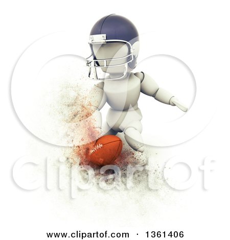 Clipart of a 3d 3d White Character Doing a Football Touchdown, with Explosion Effect, on a White Background - Royalty Free Illustration by KJ Pargeter