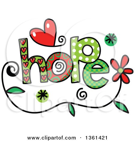 Clipart of Colorful Sketched Hope Word Art - Royalty Free Vector Illustration by Prawny