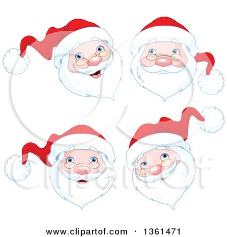 Clipart of Jolly Christmas Santa Faces - Royalty Free Vector Illustration by Pushkin
