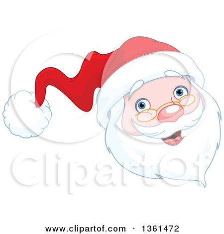 Clipart of a Jolly Christmas Santa Face - Royalty Free Vector Illustration by Pushkin