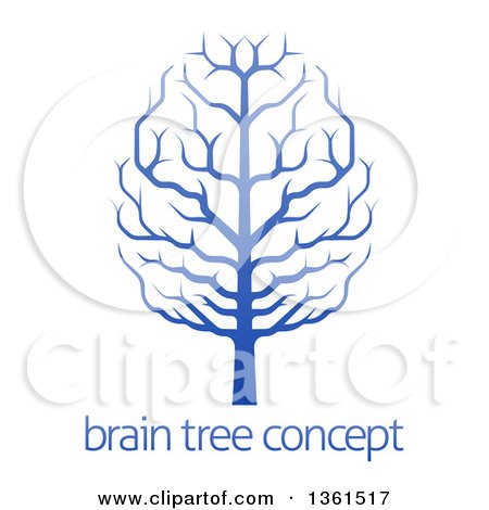 Clipart of a Gradient Blue Brain Canopied Tree over Sample Text - Royalty Free Vector Illustration by AtStockIllustration