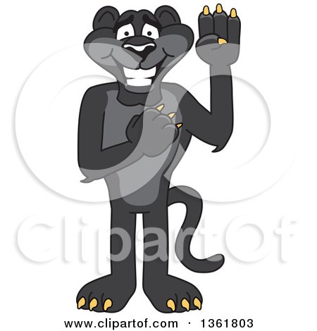 Clipart of a Black Panther School Mascot Character Pledging, Symbolizing Integrity - Royalty Free Vector Illustration by Mascot Junction