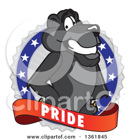 Clipart of a Black Panther School Mascot Character on a Pride Badge - Royalty Free Vector Illustration by Mascot Junction