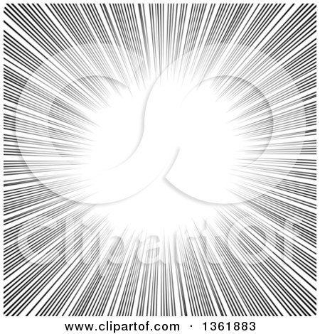 Clipart of a Black and White Radial Manga Comic Speed Burst - Royalty Free Vector Illustration by Clip Art Mascots