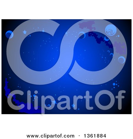 Clipart of a Blue Outer Space Background with Planets and Stars - Royalty Free Vector Illustration by Clip Art Mascots