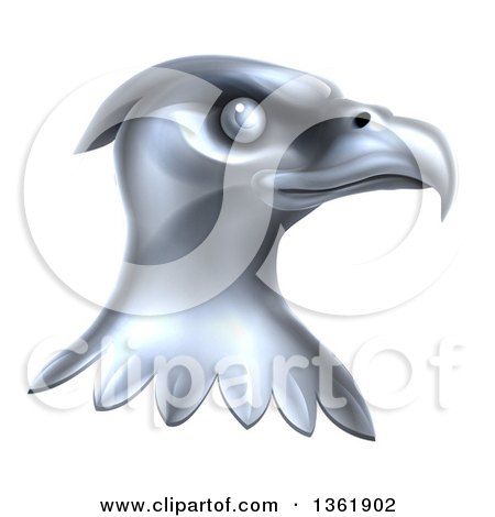Clipart of a Metal Silver Bald Eagle Head - Royalty Free Vector Illustration by AtStockIllustration