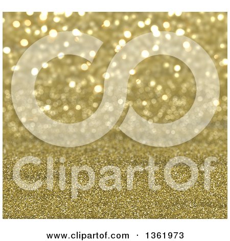 Clipart of a Christmas Background of Gold Sparkly Glitter - Royalty Free Illustration by KJ Pargeter