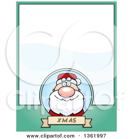 Clipart of a Christmas Santa Claus on a Green Page with Text Space - Royalty Free Vector Illustration by Cory Thoman