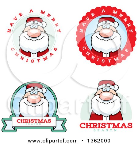 Clipart of Santa Claus Christmas Badges - Royalty Free Vector Illustration by Cory Thoman