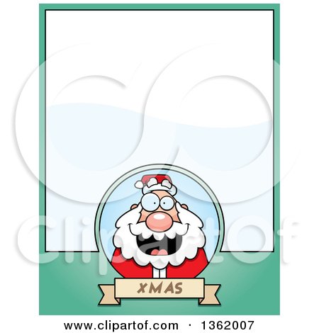 Clipart of a Christmas Santa on a Green Page with Text Space - Royalty Free Vector Illustration by Cory Thoman