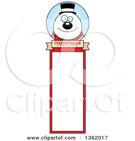 Clipart of a Snowman Christmas Bookmark Design - Royalty Free Vector Illustration by Cory Thoman