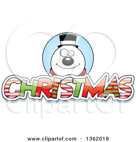 Clipart of a Snowman over Patterned Christmas Text - Royalty Free Vector Illustration by Cory Thoman
