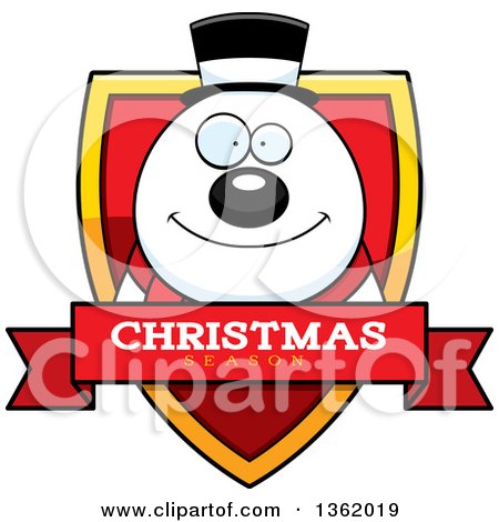 Clipart of a Snowman on a Shield with a Christmas Season Text Banner - Royalty Free Vector Illustration by Cory Thoman