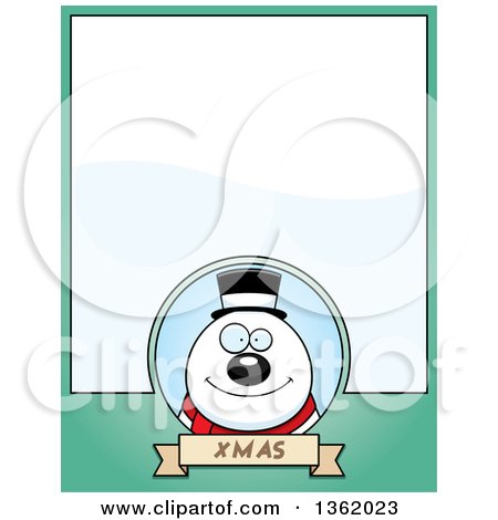 Clipart of a Christmas Snowman on a Green Page with Text Space - Royalty Free Vector Illustration by Cory Thoman