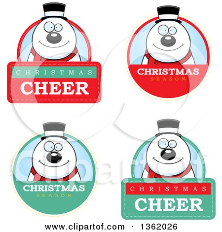 Clipart of Snowman Christmas Badges - Royalty Free Vector Illustration by Cory Thoman