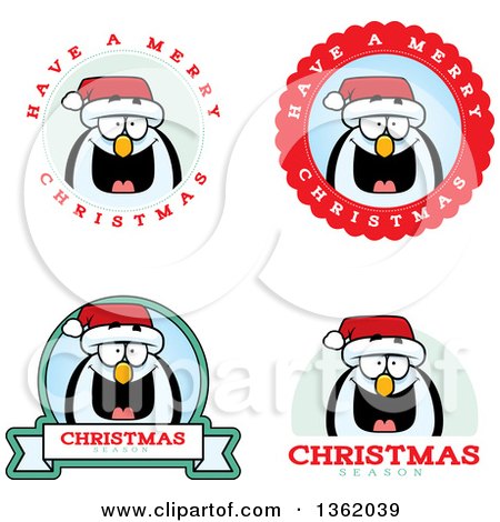 Clipart of Penguin Christmas Badges - Royalty Free Vector Illustration by Cory Thoman