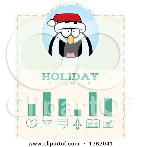 Clipart of a Penguin Christmas Holiday Schedule Design - Royalty Free Vector Illustration by Cory Thoman