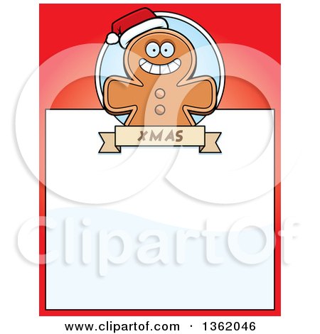 Clipart of a Gingerbread Cookie on a Red Page with Text Space - Royalty Free Vector Illustration by Cory Thoman