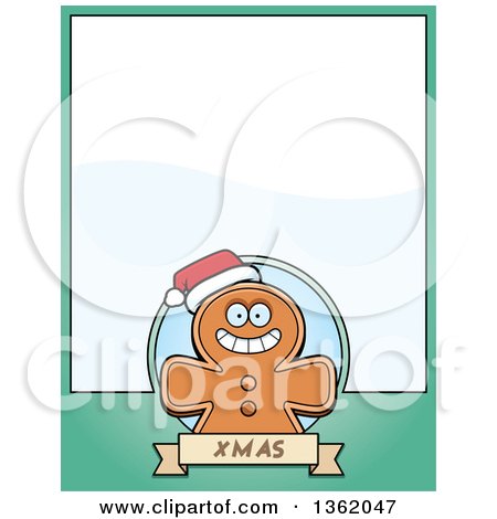 Clipart of a Gingerbread Cookie on a Green Page with Text Space - Royalty Free Vector Illustration by Cory Thoman