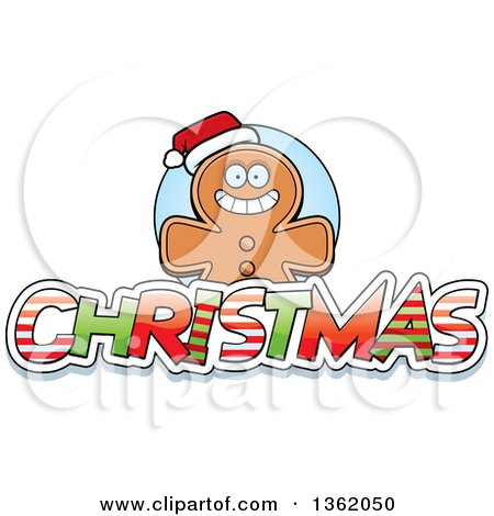 Clipart of a Gingerbread Cookie over Patterned Christmas Text - Royalty Free Vector Illustration by Cory Thoman