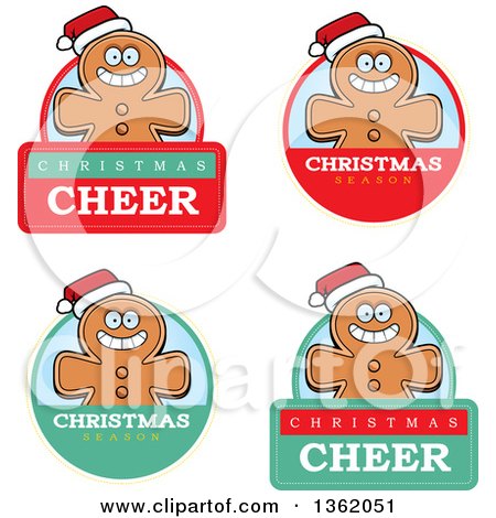 Clipart of Gingerbread Cookie Badges - Royalty Free Vector Illustration by Cory Thoman
