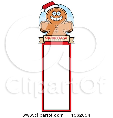 Clipart of a Gingerbread Cookie Christmas Bookmark Design - Royalty Free Vector Illustration by Cory Thoman