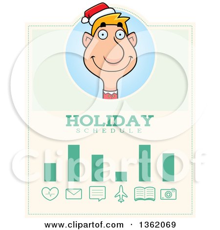 Clipart of a Male Christmas Elf Holiday Schedule Design - Royalty Free Vector Illustration by Cory Thoman