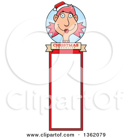 Clipart of a Female Christmas Elf Bookmark Design - Royalty Free Vector Illustration by Cory Thoman