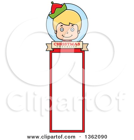 Clipart of a Boy Christmas Elf Bookmark Design - Royalty Free Vector Illustration by Cory Thoman