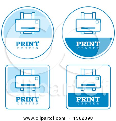 Clipart of Blue and White Print Icons - Royalty Free Vector Illustration by Cory Thoman