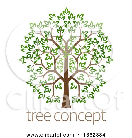 Clipart of a Lush Tree with a Brown Trunk and Green Leaves, over Sample Text - Royalty Free Vector Illustration by AtStockIllustration